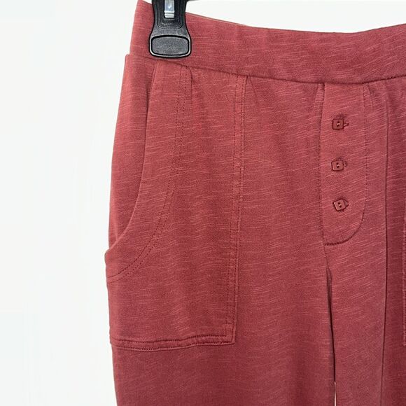 Free People S Babe I'm Yours Slim Fit Knit Cotton Flares Dried Currant Wine - Picture 8 of 13